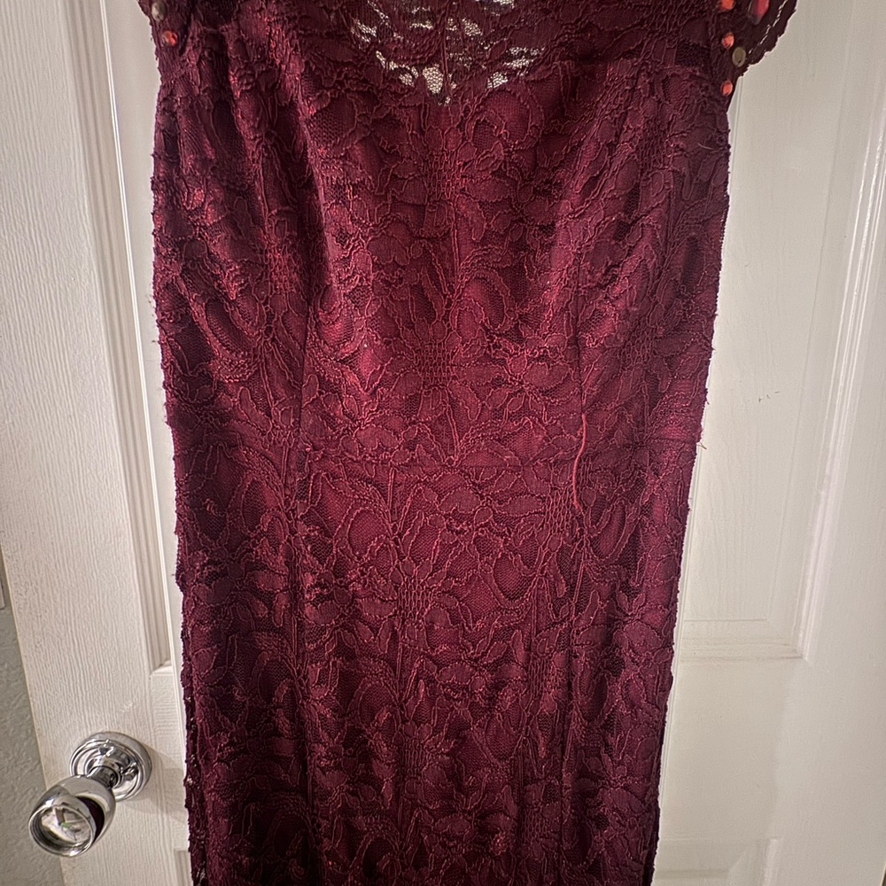 Night Way Collections Burgundy Lace Wedding Dress - Picture 6 of 9